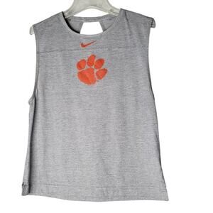 Nike Dri-Fit Clemson Tigers Tank M Sleeveless Gray Athleisure Cutout Back Gym